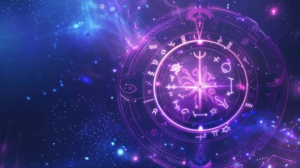 Mystical light illuminating zodiac signs with stars and cosmic elements in an enchanting illustration