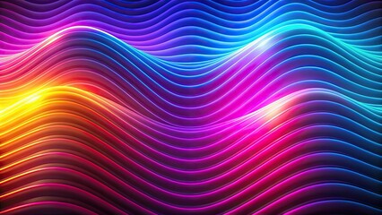 Sticker - Neon wave pattern on colorful background, neon, wave, pattern, colorful, vibrant, abstract, design, backdrop, light