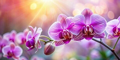 Poster - Beautiful orchid in full bloom with vibrant petals in shades of purple, pink, and white, orchid, flower, bloom, vibrant, petals