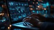 © MAGNIFIER - Hands on a laptop, virtual screens with cybersecurity analysis, immersive high-tech setting