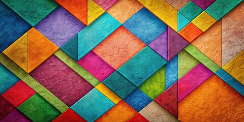 Poster - Abstract colorful geometric shapes overlapping on a textured background , wallpaper, background, abstract,design, geometric