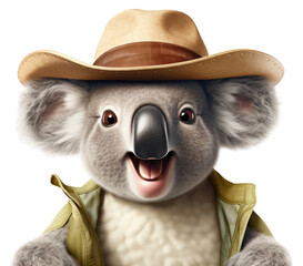 Sticker - PNG Koala mammal hat representation transparent background