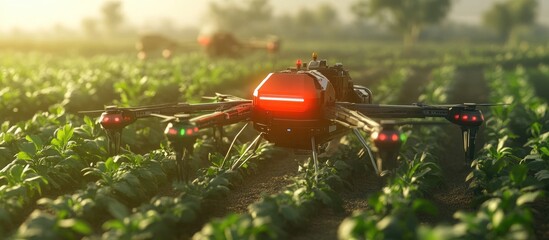 Poster - Innovative Agricultural Robotics Concept Automated Farming Technology 3D Illustration of Smart Farming Solutions