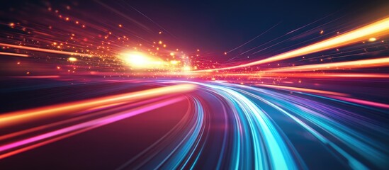 Poster - Dynamic abstract light glare effect representing futuristic technology and high speed movement
