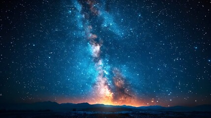 A beautiful night sky with a long, thin stream of light in the middle
