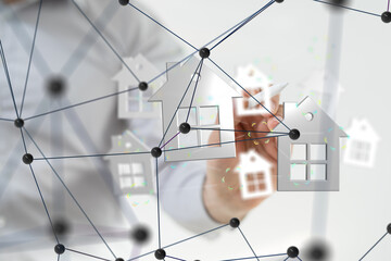 Poster - house. data Big data visualization background.Abstract technology