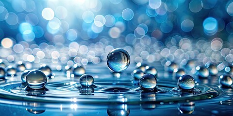 Wall Mural - Water drops background with natural light reflections on surface, water, drops, background, texture, surface, liquid, reflection