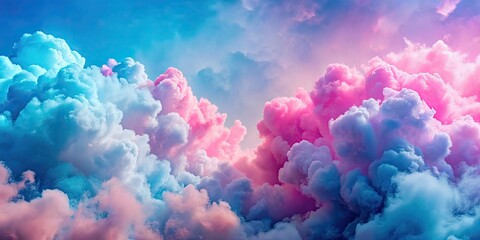 Canvas Print - Pink and blue clouds isolated on background, clouds, pink, blue,background, pastel, abstract, soft, dreamy, fluffy, sky