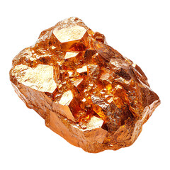 A beautiful, shimmering piece of orange mineral showcasing natural facets and brilliance, isolated on transparent background