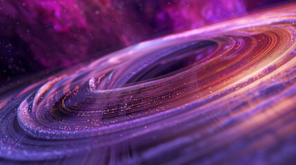 Wall Mural - astronomical abstract illustration wallpaper, glorious planet Saturn's rings, circle, glowing in purple and gold