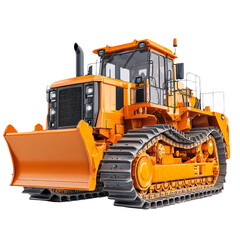 Heavy duty orange bulldozer with transparent background clipart isolate for construction related projects