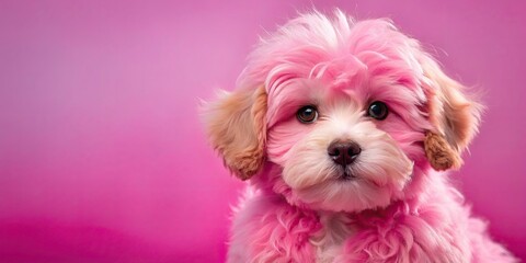 Canvas Print - Pink puppy with fluffy fur and cute expressions , Pink, puppy, HD, wallpapers, fluffy, fur, cute, expressions, adorable, pets