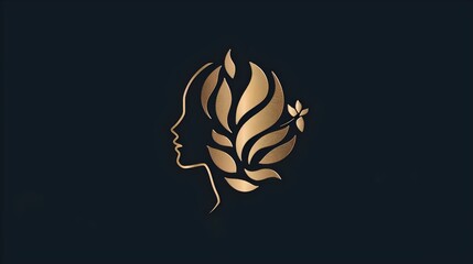 Logo for beauty studio, cosmetics producats,woman hair saloon, Beautiful woman face and hair beauty with Vector illustration. Beauty women hair style and beauty center icon logo desig