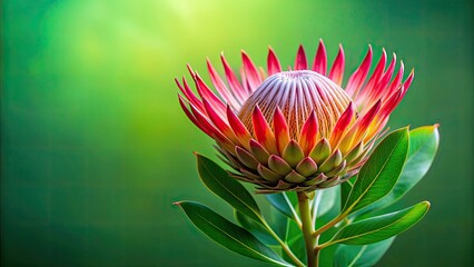 Canvas Print - Madiba Protea flower on a vibrant green background, Madiba, Protea, flower, green, background, nature, vibrant, South Africa