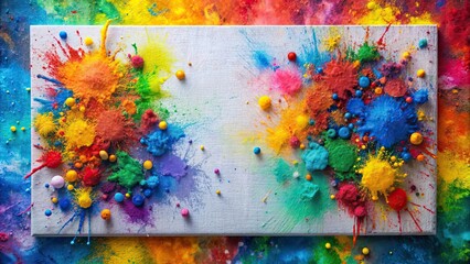 Sticker - Vibrant paint splatters on a canvas with artistic flair , vibrant, color, creative, flair, paint, splatter, canvas