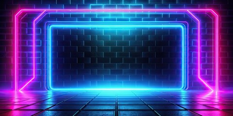 Wall Mural - Vibrant blue and pink neon lights in a dark gamer background, neon, lights, blue, pink, dark, gaming, background