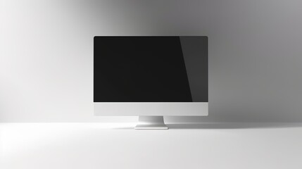 Poster - Minimalist computer monitor in a bright white space.