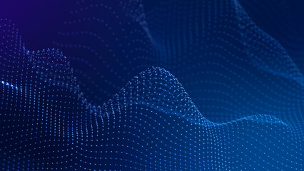 Leinwandbilder - Futuristic wave with points and lines. Big data. Dynamic wave background. 3d rendering