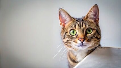 Canvas Print - Cat looking around curiously, cat, animal, pet, curiosity, exploring, whiskers, feline, observation, cute, domestic, attentive