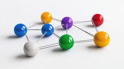 Aufkleber - connection concept with color spheres connected by wires