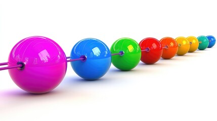 Poster - connection concept with color spheres connected by wires