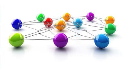 Aufkleber - connection concept with color spheres connected by wires