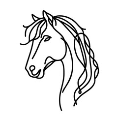 Wall Mural - horse with long mane and black and white drawing. horse has very elegant and graceful appearance