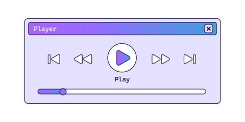 Aufkleber - Old music player with gradient in retro style. System mediaplayer in purple color.