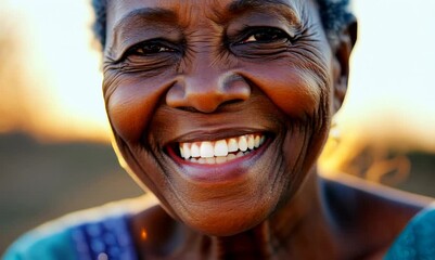 Wall Mural - Portrait of a senior african woman smiling at the camera.