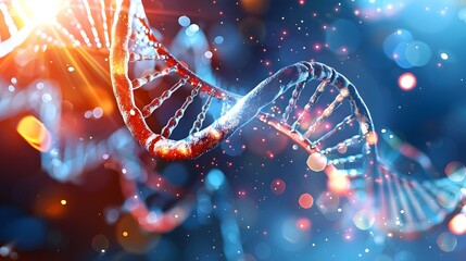 Canvas Print - Abstract DNA Structure with Bokeh Background.