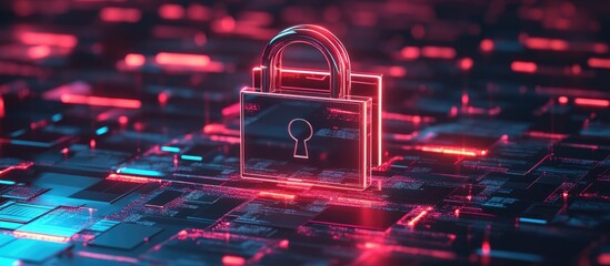 Poster - Data Protection and Cyber Security in Business Technology 3D Illustration of Privacy Concepts