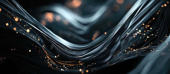 Poster - Stunning abstract wires on a dark backdrop Contemporary technological background element Futuristic design in 3D rendering