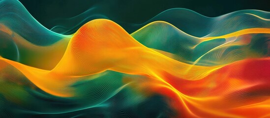 Poster - Dynamic abstract fluid lines on a contrasting background illustrating the concept of AI technology design