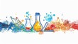 © Drew - Colorful illustration with lab equipment and atoms