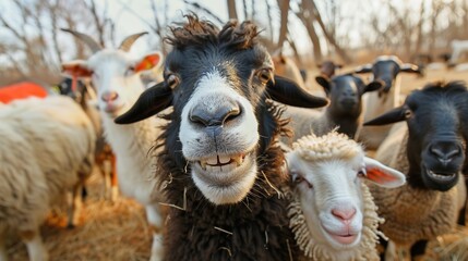 Sticker - Funny Sheep and Goats Portrait