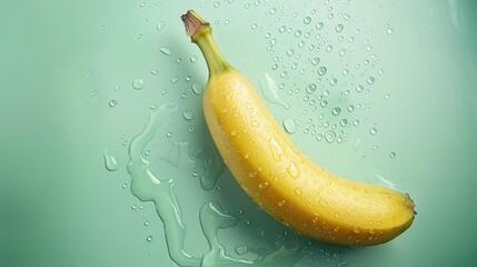 Fresh banana fruit with water droplets closeup view