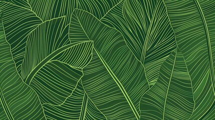 Seamless pattern background of fresh banana plant leaf