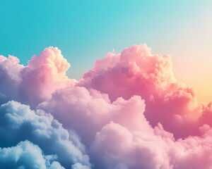 Wall Mural - The sky is filled with fluffy pink clouds