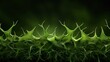 © Skye Designs - A close-up view of sharp green thorns, showcasing their intricate textures and shapes against a dark background.