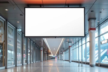 Wall Mural - Blank advertising billboard at airport,mockup poster media template ads displayBlank advertising billboard at airport,mockup poster media template ads display