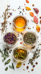 Sticker - Herbal Autumn Teas with Dried Herbs and Fall Leaves  