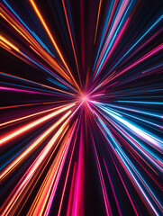 Wall Mural - warp speed light trails. long exposure glow. futuristic radial motion blur. sci-fi energy burst. fas
