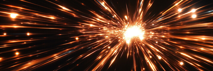 Wall Mural - long exposure light trails. futuristic neon glow. warp speed motion. radial blur effect. sci-fi ener
