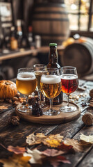 Canvas Print - Autumn Craft Beer Selection at Harvest Festival  