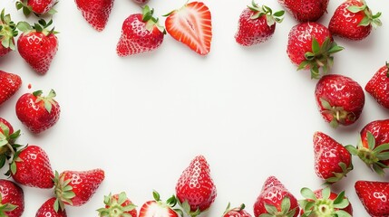 background of strawberry fruit for poster greeting card with copy space