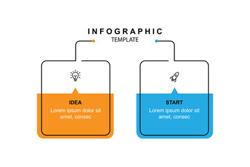 Fototapete - Infographic template form with 2 steps concept can be used for workflow, data presentation, business banner and other graphic design 