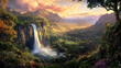 © Josif Rei - Paradise Valley: Majestic Waterfall and Mountain Sunset