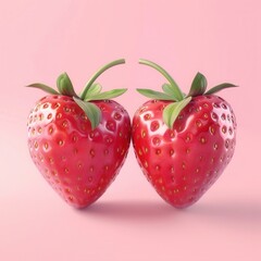 Fresh strawberry fruit over plain background