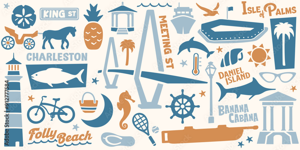 Charleston Pattern | Icons and Symbols Representing Charleston, SC ...