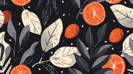 Canvas Print - Seamless flat vector art repetitive background pattern of orange fruit